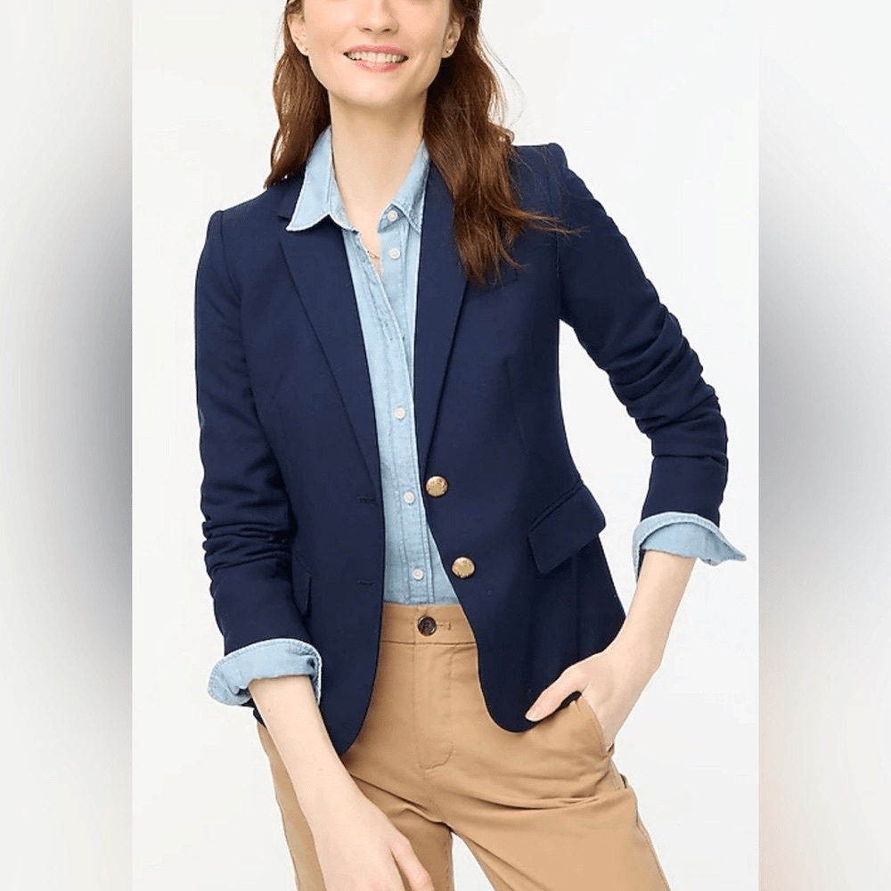 J. Crew Navy and Cream Lined Blazer